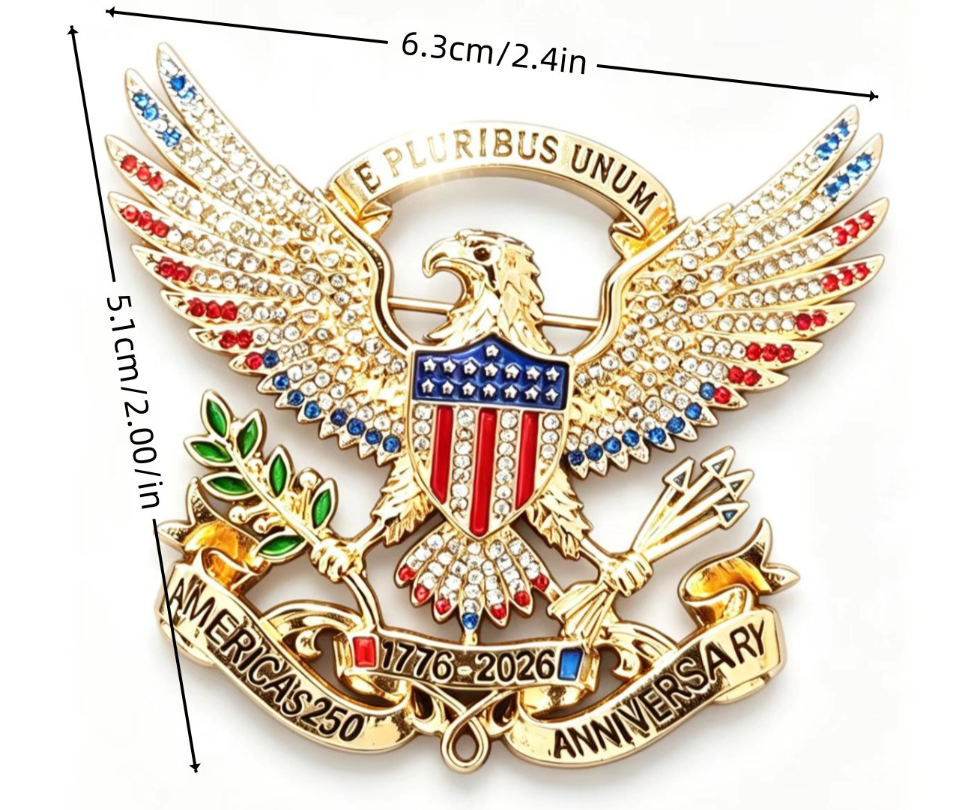 US 250th Anniversary Brooch Pin-Celebrate 250 Years of American Freedom