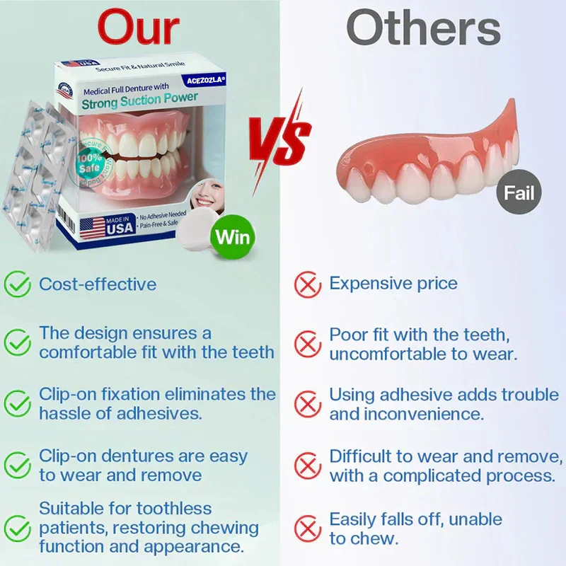 Acezozla® Medical Full Denture with Strong Suction ✅ Made and Shipped from the USA🍀