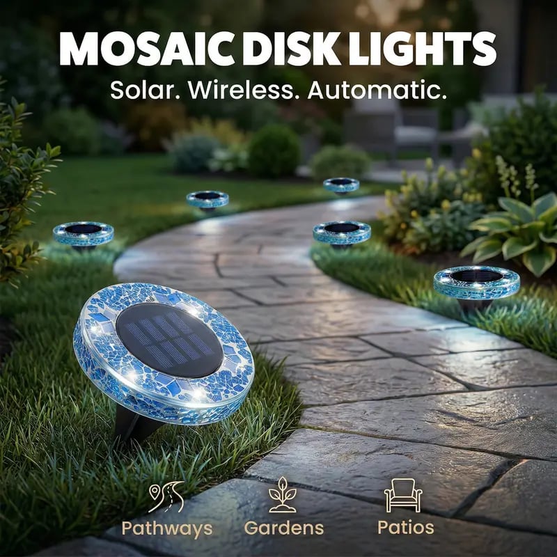 ✨ Hot Sale 60% OFF 丨🌙 Solar Mosaic Disk Garden Lights