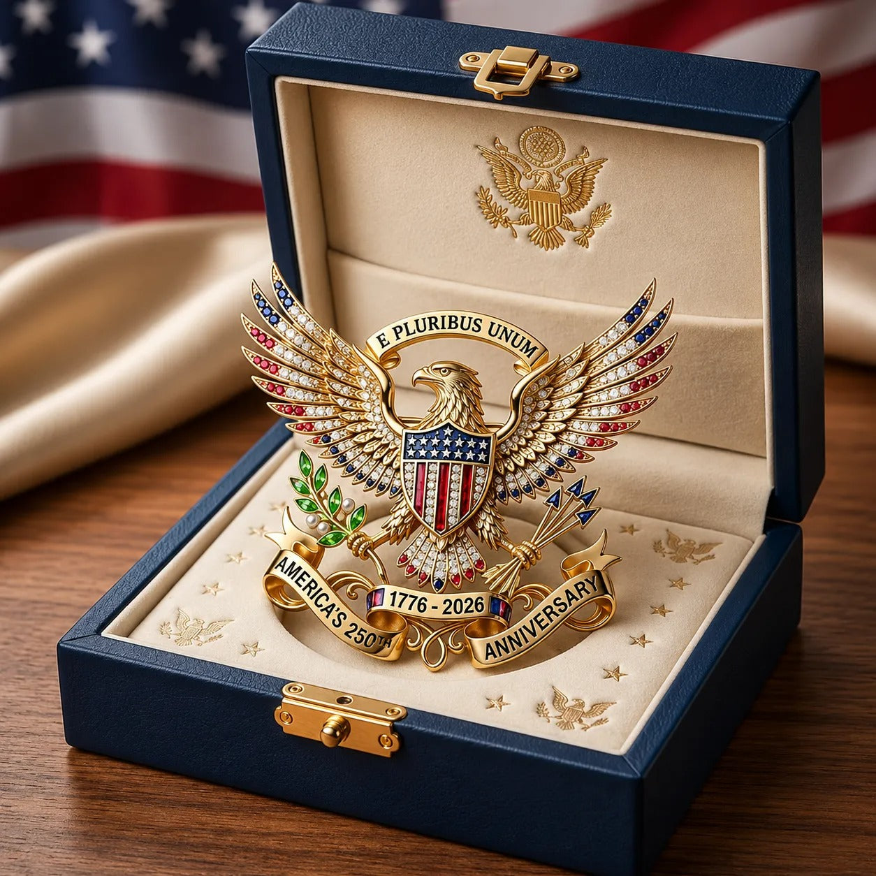 US 250th Anniversary Brooch Pin-Celebrate 250 Years of American Freedom
